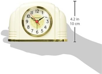 Crosley Vintage Art Deco Analog Alarm Clock, Quiet Sweep Non-Ticking, Automatic Dimmable Smart Light, Simple Controls, (Ivory)*