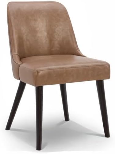 CHITA Mid-Century Modern Dining Chair, Upholstered Fabric Accent Chairs, Set of 2, Retro Brown in PU Leather
