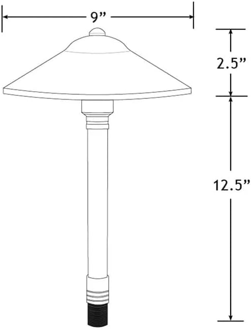 VOLT Max Spread 12V Solid Brass Mini Path Light (15" Tall, 9" Shade) for Low Voltage Landscape Lighting on Outdoor Pathway, Walkway, Garden, Driveway or Patio