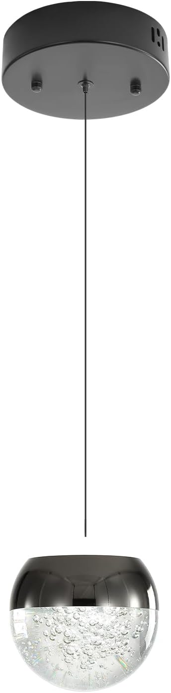 Modern Crystal Chandelier Black Globe Pendant Light Fixture, Mini Globe Ceiling Hanging Light Fixture for Living Room Bedroom Kitchen