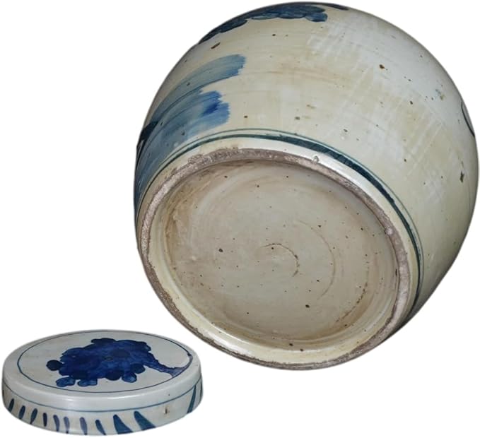 Festcool Antique Style Blue and White Porcelain Scholars Figure Ceramic Covered Jar Vase, China Ming Style, Jingdezhen (J1)