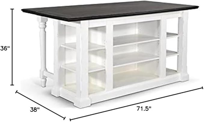 Pemberly Row Wood Kitchen Cart in Espresso (36" H x 71.5" W x 38" D) for Kitchen, Dining Room with Adjustable Shelves, 13" Drop Leaf, Easy Assembly