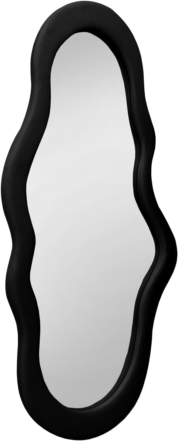 Cloud Shape Black Frame Mirror Unique 44X21 Inch Full Length Wall Mounted Mirror Tall Mirror Full Body Floor Length Mirror Dressing Body Mirror Frameless Mirror for Bedroom Bathroom Living Room