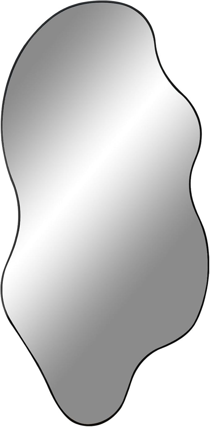 Large Irregular Mirror, Asymmetrical Full Length Mirror, 52"x25.5" Wavy Shaped Mirrors, Modern Frameless Decorative Mirrors for Dressing Living Room Bathroom Bedroom Hallway Entryway