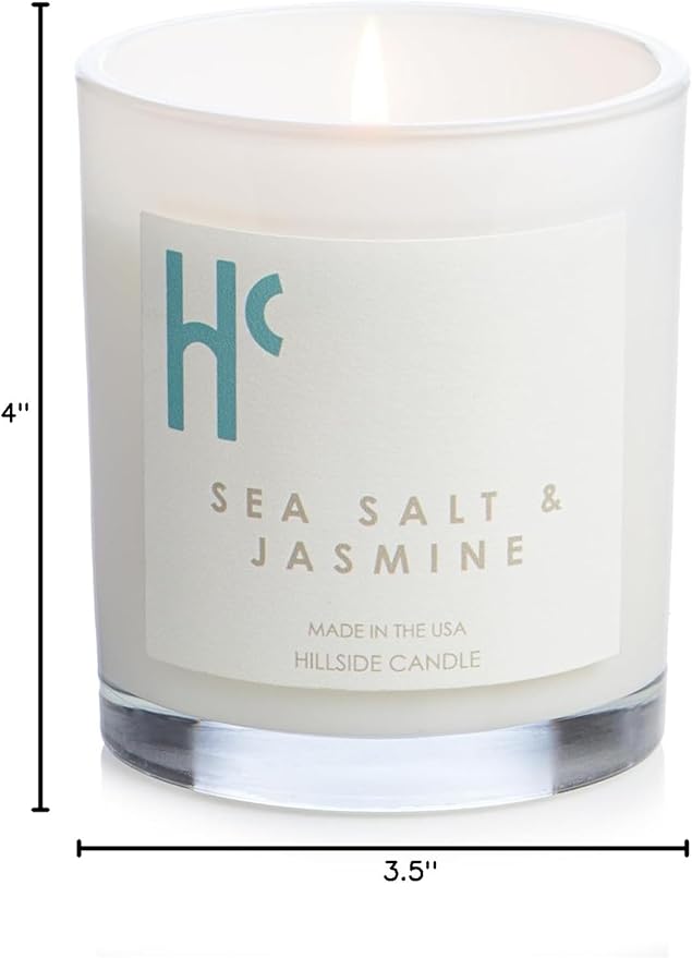 Sea Salt & Jasmine Single Wick Soy Candles, Luxury Scented Candles for Home - Up to 60 Hour Burn Time, Cruelty-Free Soy Wax Blend - Beach Fragrance, Notes of Jasmine & Sea Salt (9 oz)