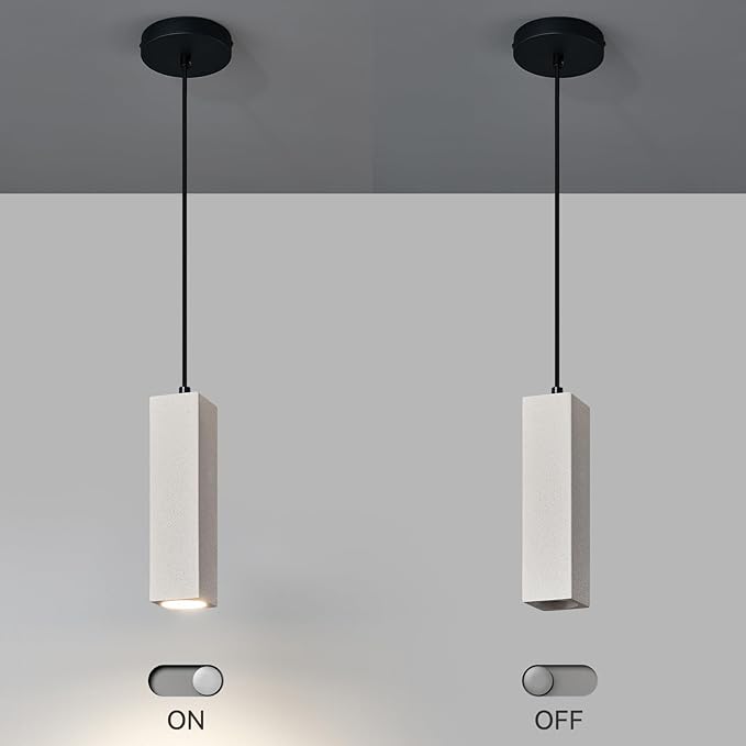 Concrete Linear Pendant Light,Modern LED Industrial Hanging Cement Pendant Lighting Fixture for Kitchen Island Dinning Room Bedroom Bedside Table Small Pendant Lights(3-Pack)