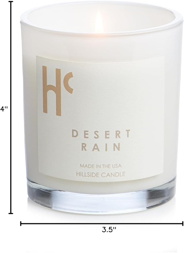 Desert Rain Single Wick Soy Candles, Luxury Scented Candles for Home - Up to 60 Hour Burn Time, Cruelty-Free Soy Wax Blend - Rain Fragrance, Notes of Cardamom & Apple Blossom (9 oz)