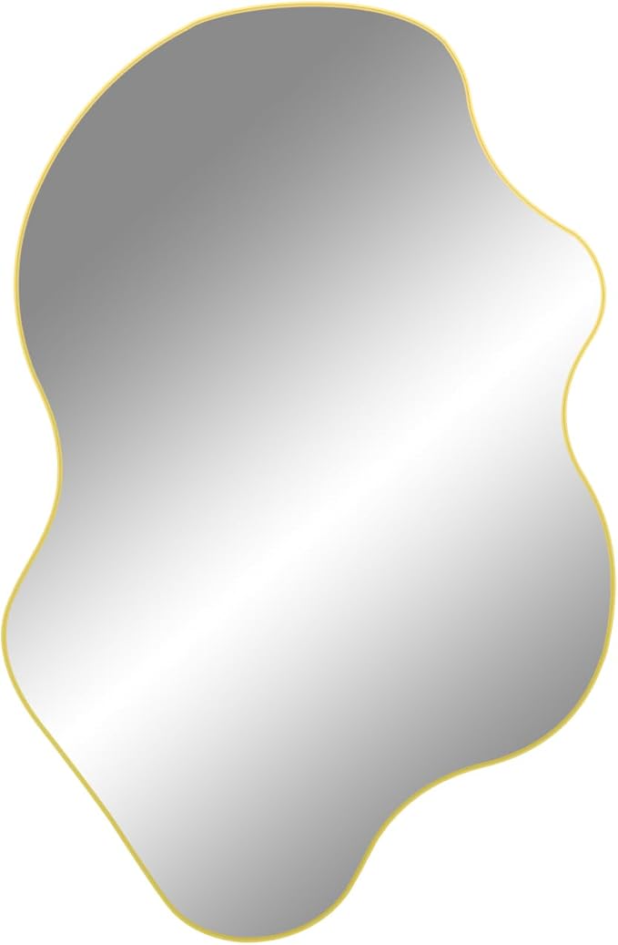 Gold Irregular Mirror, Asymmetrical Wall Mirrors, 31.5"x23.6" Waved Shaped Mirror, Modern Frameless Decorative Mirrors for Living Room Bathroom Bedroom Hallway Entryway Fireplace