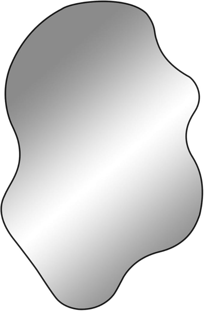 Irregular Mirror, Asymmetrical Wall Mirrors, 31.5"x23.6" Waved Shaped Mirror, Modern Frameless Decorative Mirrors for Living Room Bathroom Bedroom Hallway Entryway Fireplace
