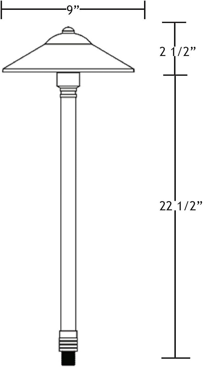 VOLT Max Spread 12V Solid Cast Brass Path Light (25" Tall, 9" Shade) for Low Voltage Landscape Lighting on Outdoor Pathway, Walkway, Garden, Driveway or Patio