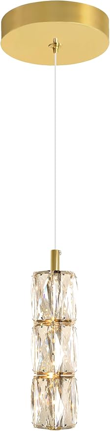 Pendant Lights Kitchen Island Single Head Gold Crystal Island Lights Dining Foyer Entrance Modern Chandeliers LED Dimmable 2700-6000K