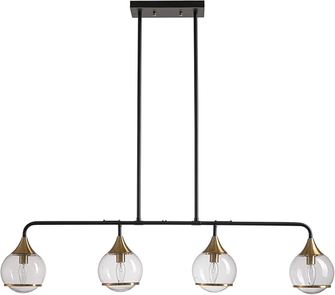 43" Island Lights for Kitchen 4 Light Dining Room Light Fixtures Over Table Black and Gold Kitchen Island Lighting Linear Chandeliers for Dining Room,Kitchen