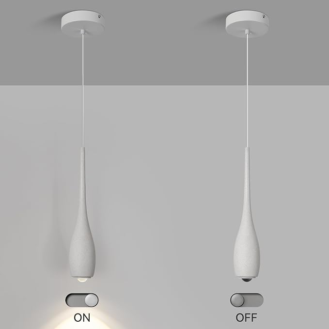 Grey Pendant Light for Kitchen Island, LED Lens Concrete Pendant Light fixtures, Small Modern Industrial Hanging Pendant Light for Over Sink, Bar, Dining Room, Bedside(2-Pack) 