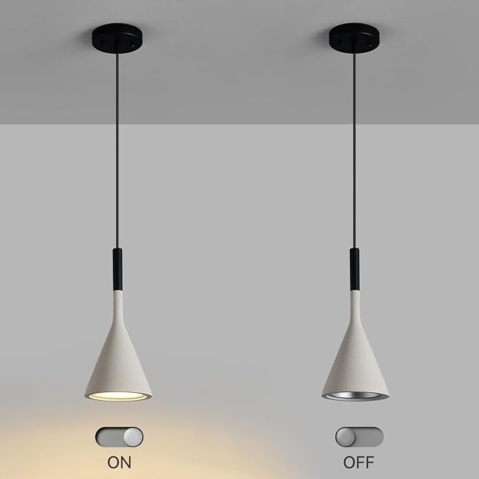 Farmhouse Grey Pendant Light Fixtures 1-Light Concrete Industrial Kitchen Island Pendant Lighting for Dining Room Bedroom Hallway Pendant Ceiling Lamp(2-Pack)