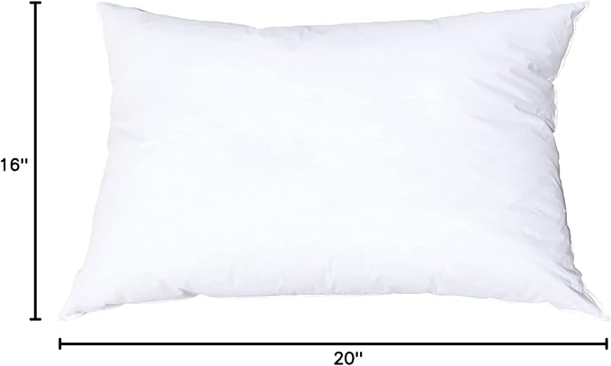 Pillowflex Synthetic Down Pillow Insert - 16x20 Down Alternative Pillow, Ultra Soft, Large Rectangle, Lumbar, Back, Neck, Sleeping Pillow - 1 Decorative Pillow Form