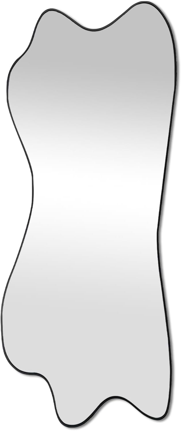 Irregular Mirror, Large Asymmetrical Wall Mirror, 47.2"x21.2" Modern Wavy Frameless Mirrors, Odd Shaped Mirrors for Living Room Bathroom Bedroom Entryway Fireplace