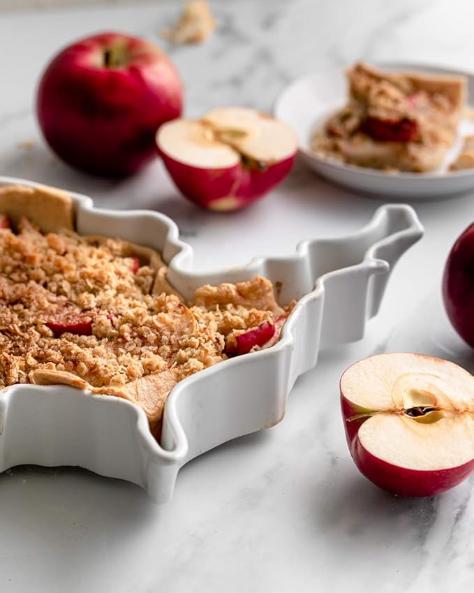 WORLD PLATES USA Shaped Baking Dish Serving Platter or Decorative Tray Charming Porcelain Bakeware Oven Microwave and Dishwasher Safe