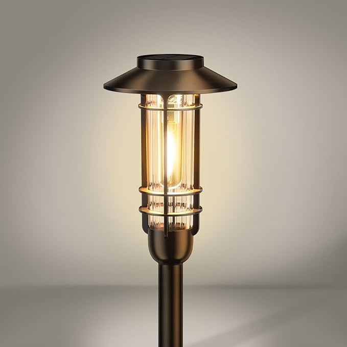 6 Pack Solar Pathway Lights Outdoor, Upgraded Bright Solar Powered Garden Light Outside, Waterproof Outdoor Lighting for Landscape Lawn Patio Yard Path Driveway Walkway Decor, Warm White