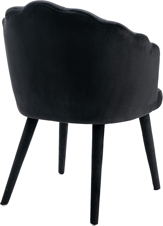 Black Velvet Dining Chairs Set of 2 Modern Accent Chairs Upholstery Side Chairs with Upholstered Wood Legs for Home Kitchen/Living Room