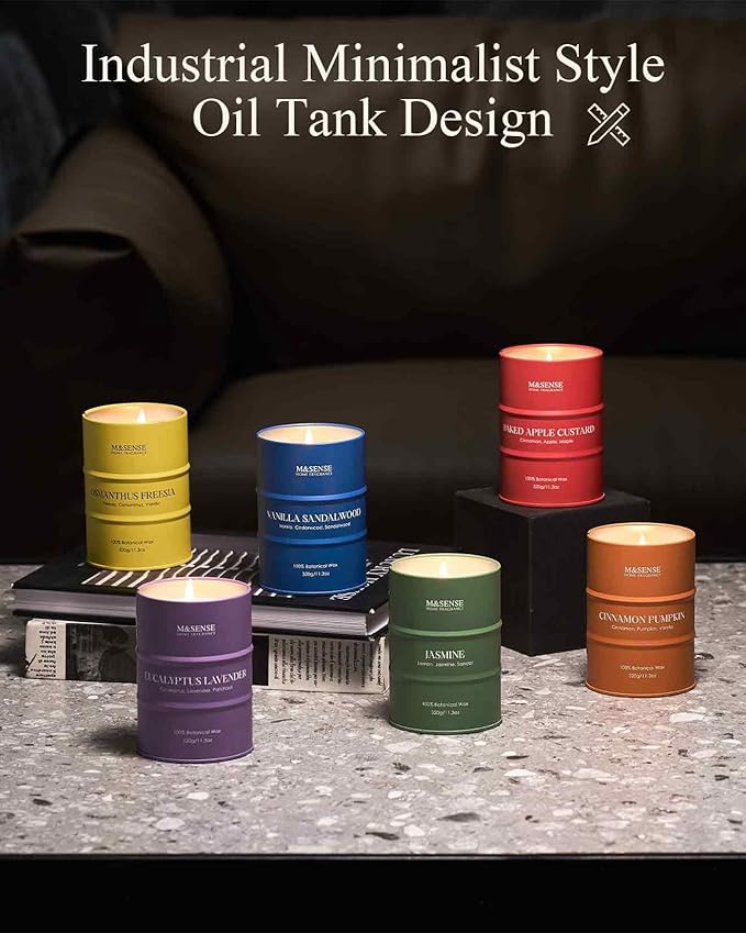 M&SENSE Vanilla Sandalwood Scented Candles Natural Non Toxic, Aromatherapy Candle for Stress Relief Meditation Relaxing, Housewarming Gifts for Women Men, 11.3oz 70 Hour Long Burning