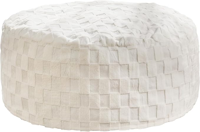 Hobestluk Bean Bag Chairs Beanbag Chair with Filler Adult Bean Bags with Fluffy Cover, Giant Bean Bag Chairs for Adults for Living Room, Bedroom (White, 4FT - 44” x 44” x 24”)