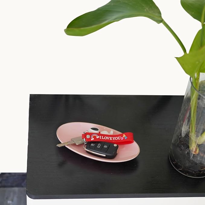 HANKOR Ceramic Key Bowl for Entryway Table, 7 x 4 Key Dish Tray Catch All Bowl, Small Decorative Bowl for Key Jewelry Ring, Pink