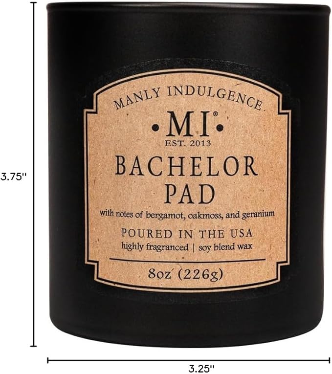 Manly Indulgence Bachelor Pad Scented Candles for Men, Premium Soy Blend Wax, 45H Burn, Candles for Home Scented, Gift-Ready Packaging - Made in The USA