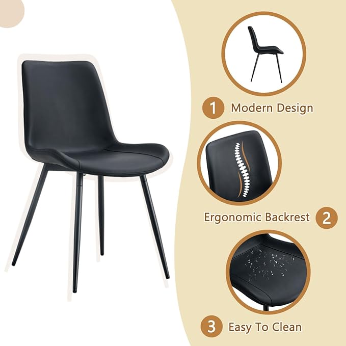7 Piece Glass Dining Table Set, Kitchen Table Chairs Set for 6, 71'' Dining Table with 0.4" Tempered Glass Tabletop with Plated Metal Legs and MDF Crossbar, 6 PU Chairs for Dining Room, Kitchen.