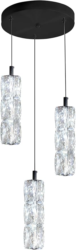 Pendant Lights Kitchen Island 3-Lights Pendant Chandelier for Dining Room Hallway Stairwell,LED Dimmable 2700K-6000K