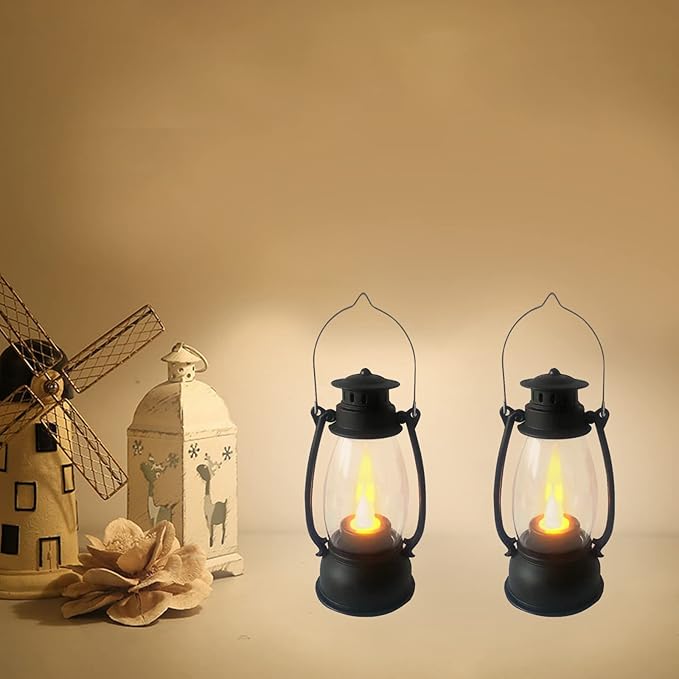 Mini Lanterns 6-Pcs LED Small Lanterns Decorative Indoor Outdoor Hanging Lantern Decorative Candle Lanterns Farmhouse Decor for Weddings Western Camping Party Halloween Christmas Decorations