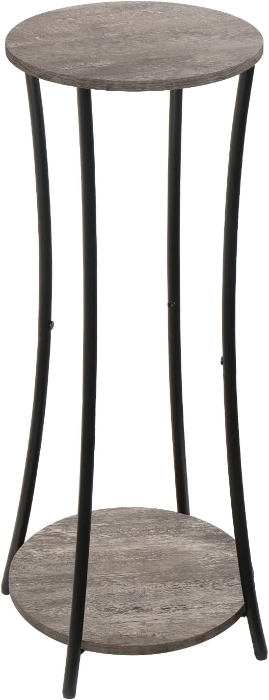 YINMIT Plant Stand Indoor,2 Tier Round Potted Holder Rack,Flower Pot Stand Shelf,Round Supports Rack,Corner Plant Shelf for Balcony Garden Patio Living Room,Grey