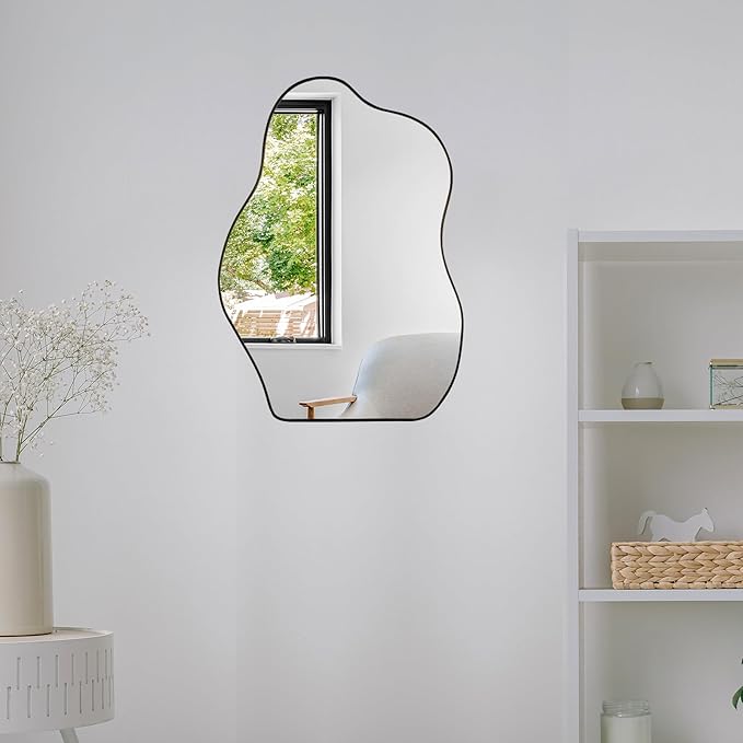 BOMINICA Irregular Wall Mirror - Asymmetrical Frameless Mirror for Bathroom, Living Room, Entryway, Bedroom - 20" x 28"