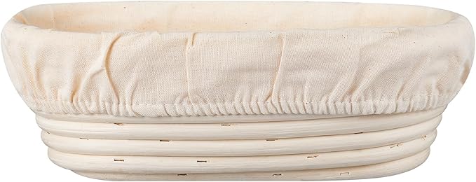 Banneton Bread Proofing Basket Banneton Basket Set Sourdough Proofing Basket Round Proofing Bowls Handmade Rattan Baskets and Liners (Oval 10 inch set of 2)