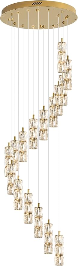 Modern Crystal Chandelier 16-Lights Gold Chandeliers Lighting Fixture High Ceiling Chandelier Suitable for Living Room Staircase Villa