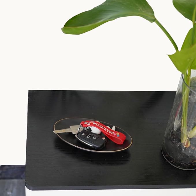 HANKOR Ceramic Key Bowl for Entryway Table, 7 x 4 Key Dish Tray Catch All Bowl, Small Decorative Bowl for Key Jewelry Ring, Black