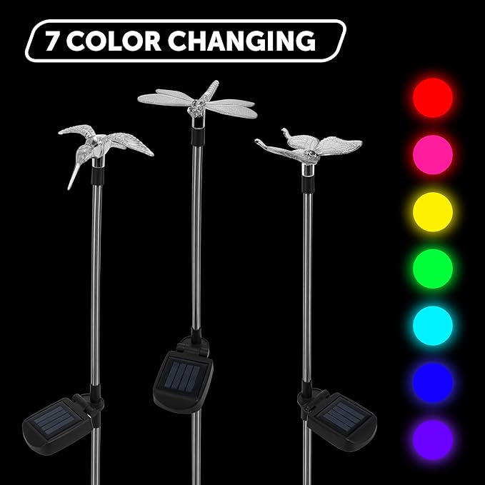 GIGALUMI Solar Garden Lights, 6 Pack Solar Butterfly Lights Decoration, Outdoor Garden Decoration Color Changing LED, Outdoor Decorative for Pathway, Lawn, Patio, Driveway