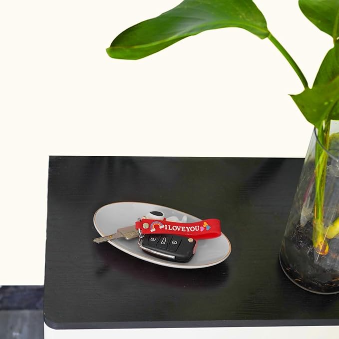 HANKOR Ceramic Key Bowl for Entryway Table, 7 x 4 Key Dish Tray Catch All Bowl, Small Decorative Bowl for Key Jewelry Ring, Gray