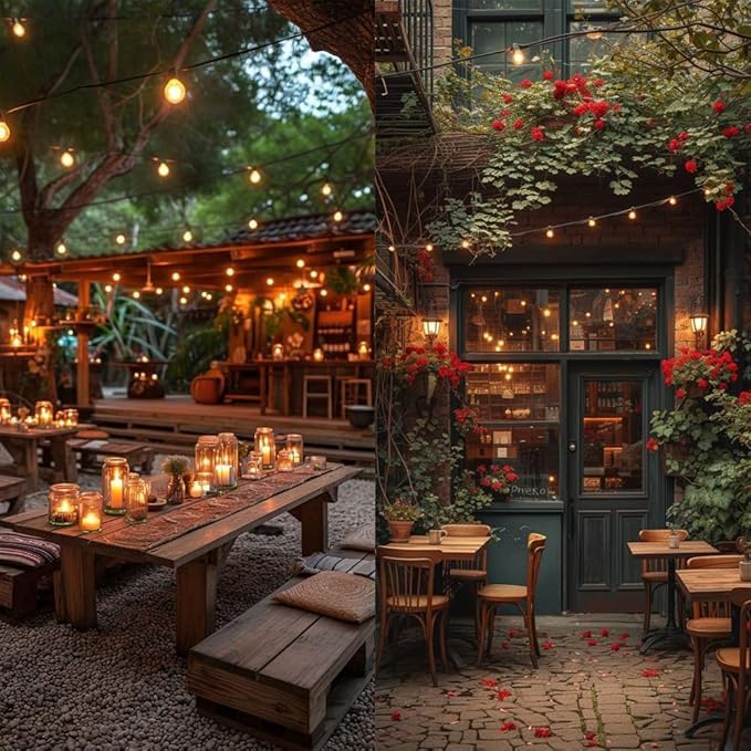 Outdoor String Lights 40ft LED Hanging Globe Patio Lights with G40 Shatterproof Bulbs(14+1 Bulbs), Waterproof Connectable Hanging Light for Indoor Outdoor Decor Garden Camping Backyard Porch