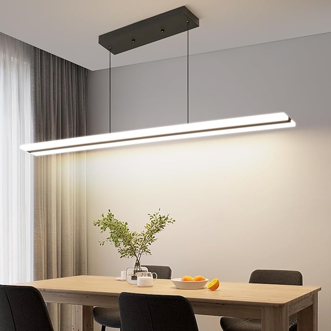 39" LED Linear Pendant Light Fixtures, 25W Dimmable Pool Table Light with Remote, Modern Island Lights for Kitchen Dining Room Living Room Office Bar