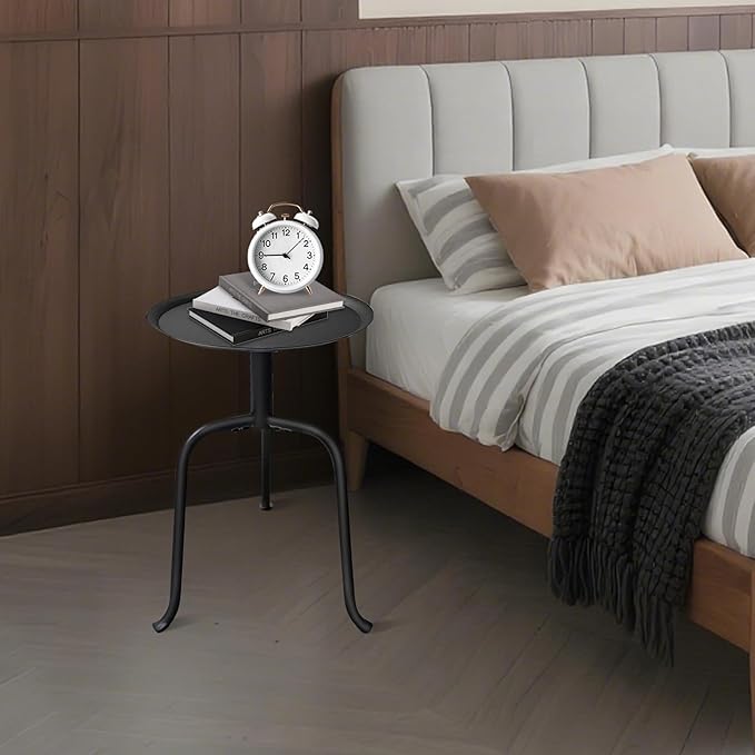 Plant Stand Indoor, Mid Century Single Plant Table, 3-Leg Minimalist Heavy Duty Metal Tall Flower Pot Stand, Modern Round Small Side End Table with Raised Design