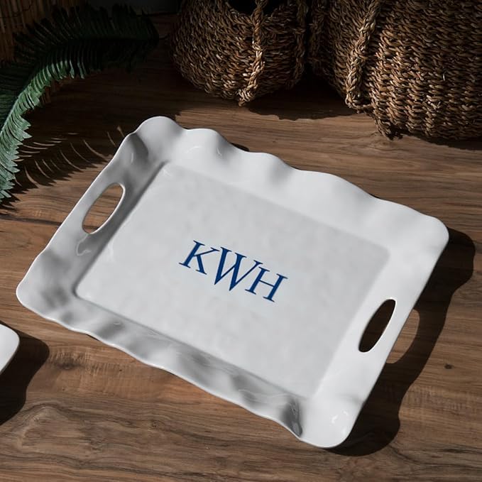 Beatriz Ball Havana Rectangular Tray with Handles, White