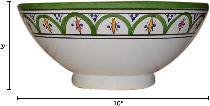 Treasures Of Morocco Ceramic Bowls Moroccan Handmade Serving Exquisite Piece With Vivid Colors 10 inches in Diameter