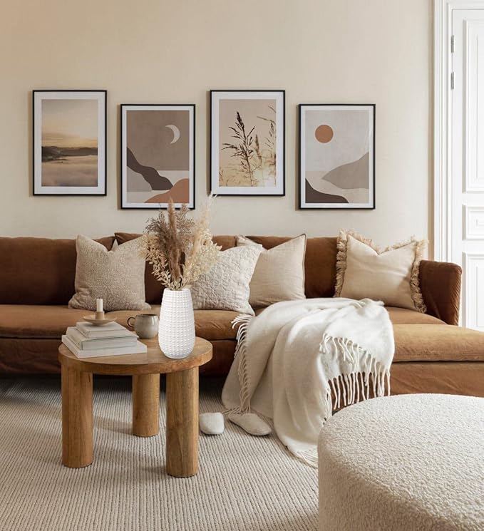 White Ceramic Vases for Flowers, Boho Flower Vase for Home Decor, Beige Off-White Farmhouse Distressed Decorative Vases for Pampas Grass, Mantel, Shelf, Living Room, Table Decoration