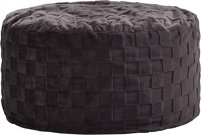 Hobestluk Bean Bag Chairs Beanbag Chair with Filler Adult Bean Bags with Fluffy Plaid Cover, Giant Bean Bag Chairs for Adults for Living Room, Bedroom (Dark Grey, 3FT - 36” x 36” x 22”)