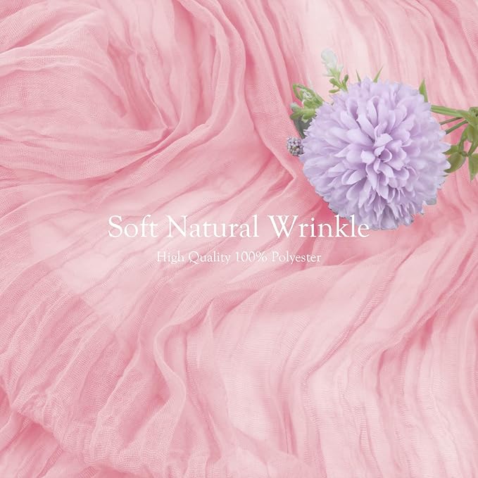 8 Pack Light Pink Easter Cheesecloth Table Runner 35x120 Inches 10ft Boho Gauze Cheese Cloth Runners, Long Romantic Sheer Table Runner Table Cloht for Wedding Bridal Shower Party Table Decor