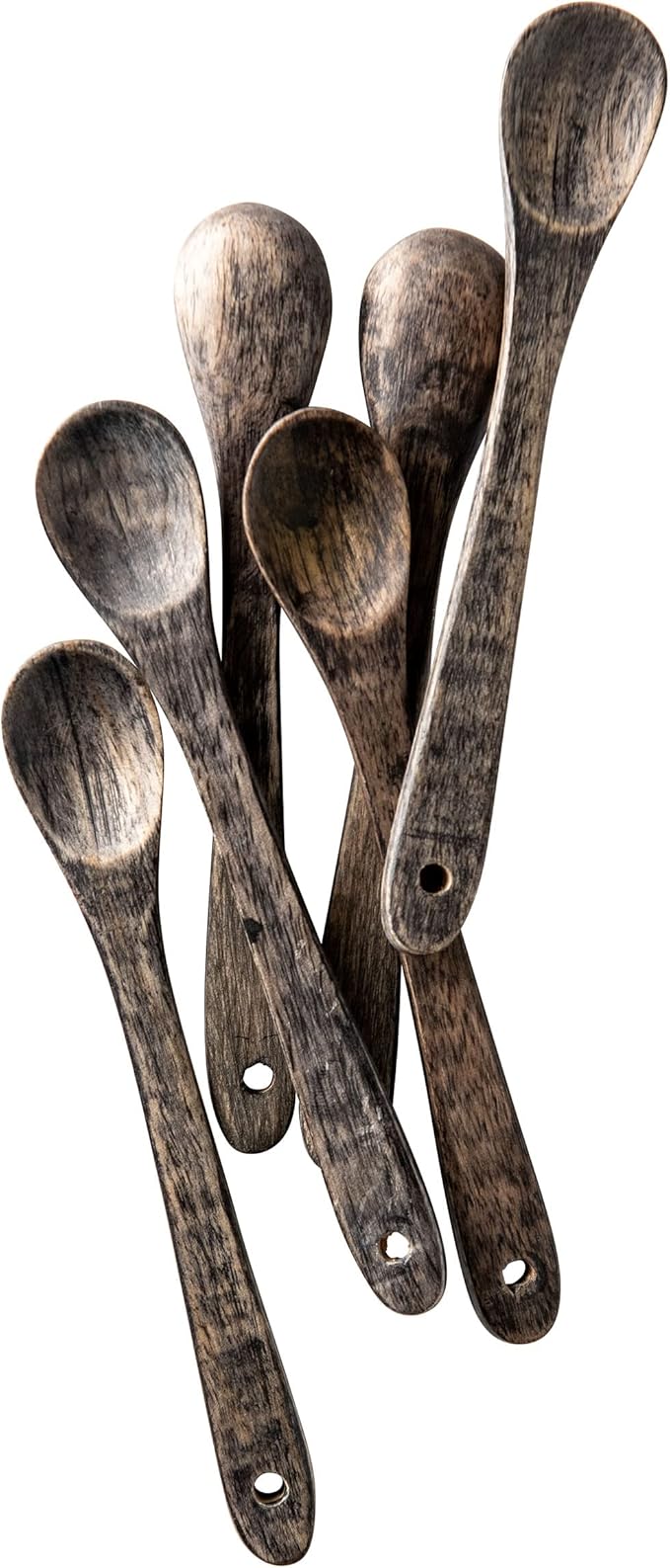 Karma Tasting Spoons Set - Tasting Spoons for Cooking - Gray Wood Kitchen Utensils - Gray Wood - Set of 6