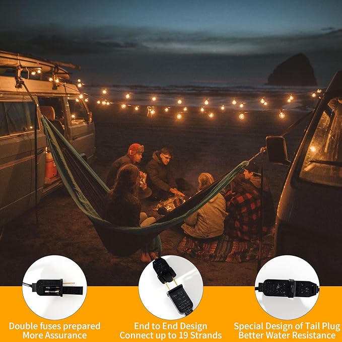 40FT LED Outdoor String Lights Waterproof, G40 LED Globe Outdoor Lights for Patio with 27 Edison Vintage Shatterproof Bulbs, Connectable Backyard Light for Garden, Bistro, Porch, Cafe