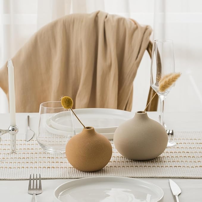 Ceramic Vase Set of 3, Bud Vases for Modern Farmhouse Home Decor, Cute Vases, Small Flower Vases for Dining Table Centerpieces,Living Room,Shelf,Mantel and Entryway Display