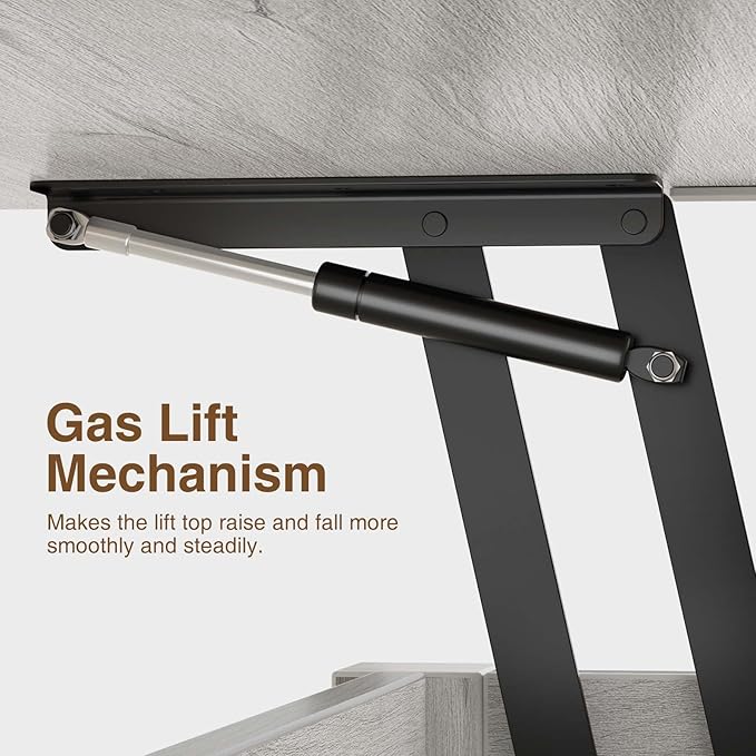 Rolanstar Coffee Table Lift Top, Multi-Function Convertible Coffee Table with Drawers and Hidden Compartment, Converts to Dining Table for Living Room, Home Office,Grey