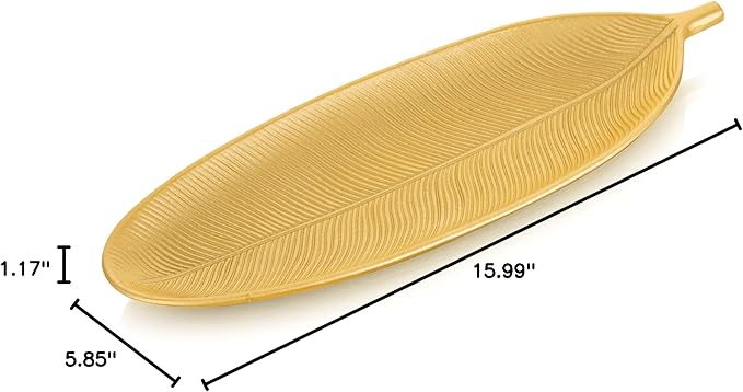 Hanobe Leaf Wooden Decorative Tray: Leaf Shaped Wood Key Tray Decor Leaves Bowl for Crystal Small Candle, Gold